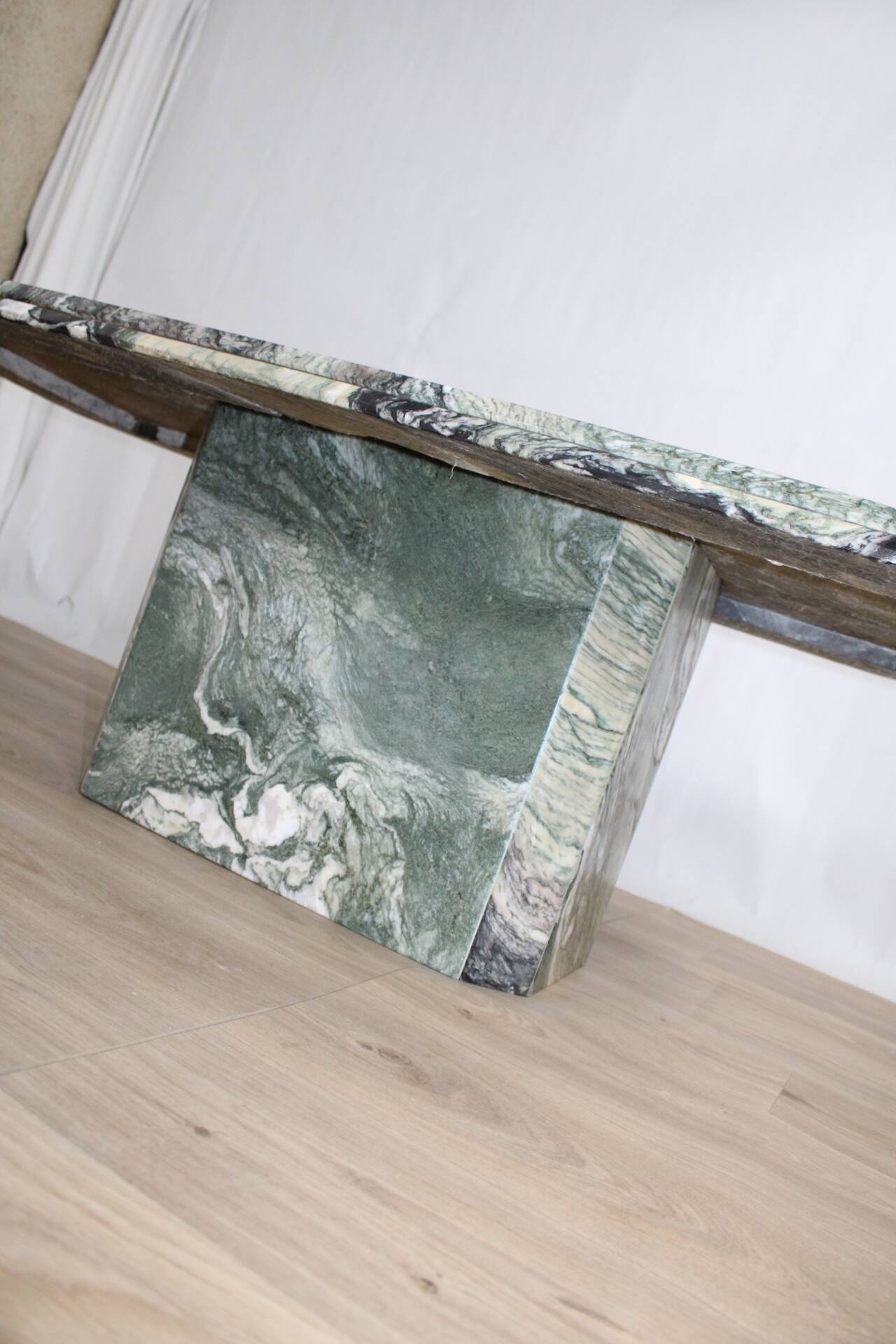 Handcrafted green marble coffee table, 1960s France