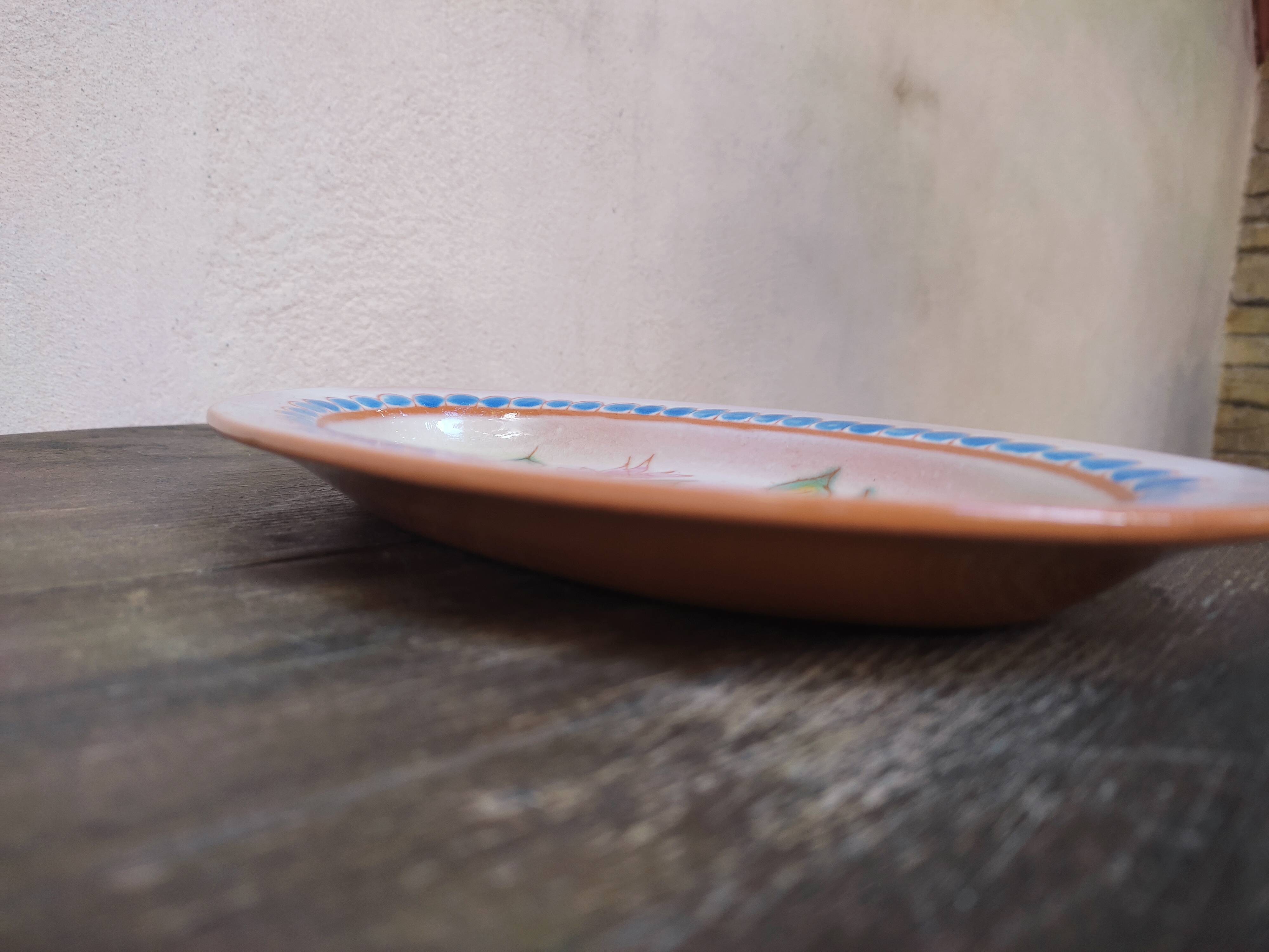 Oval ceramic dish Signed