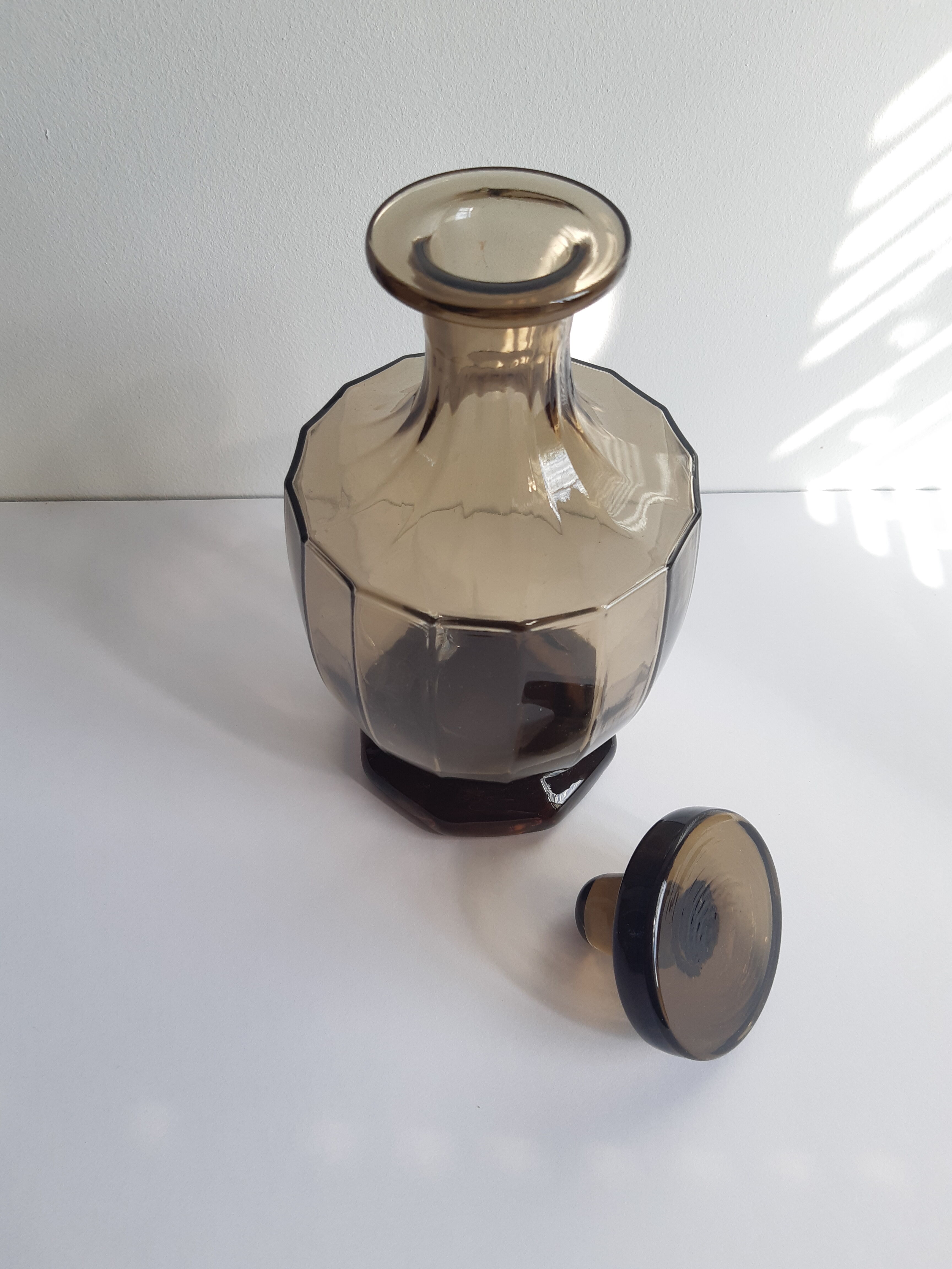 Vintage decanter in grey glass