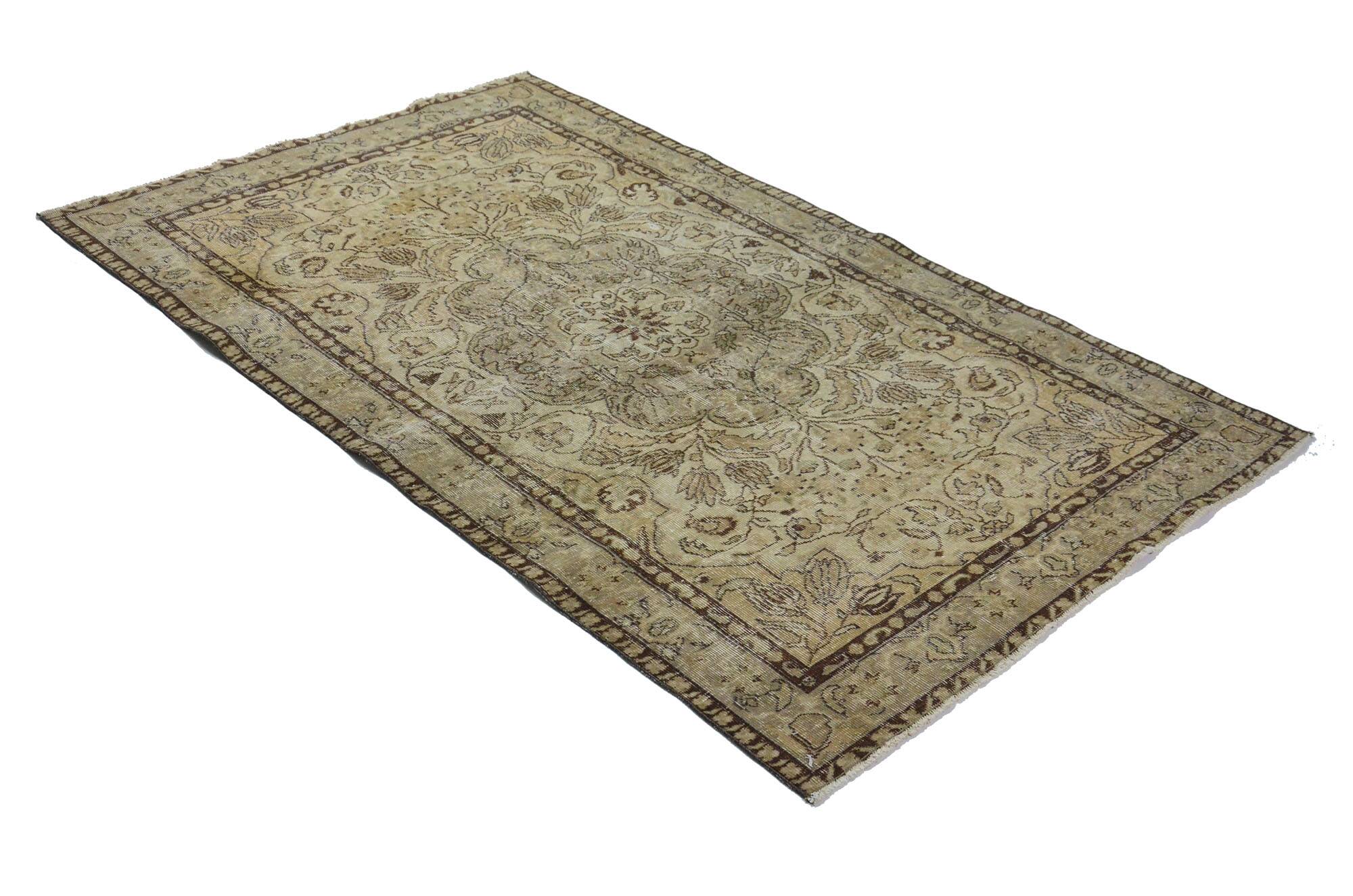 Turkish Anatolian Handmade Vintage Rug 253 cm x 151 cm