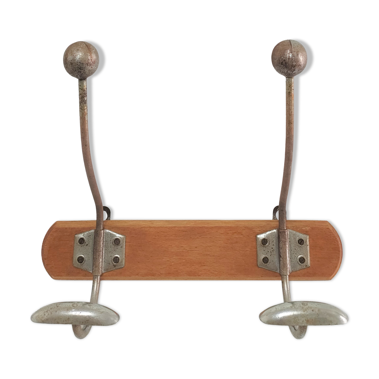 Coat rack wood and metal patinated Samaritaine Paris vintage
