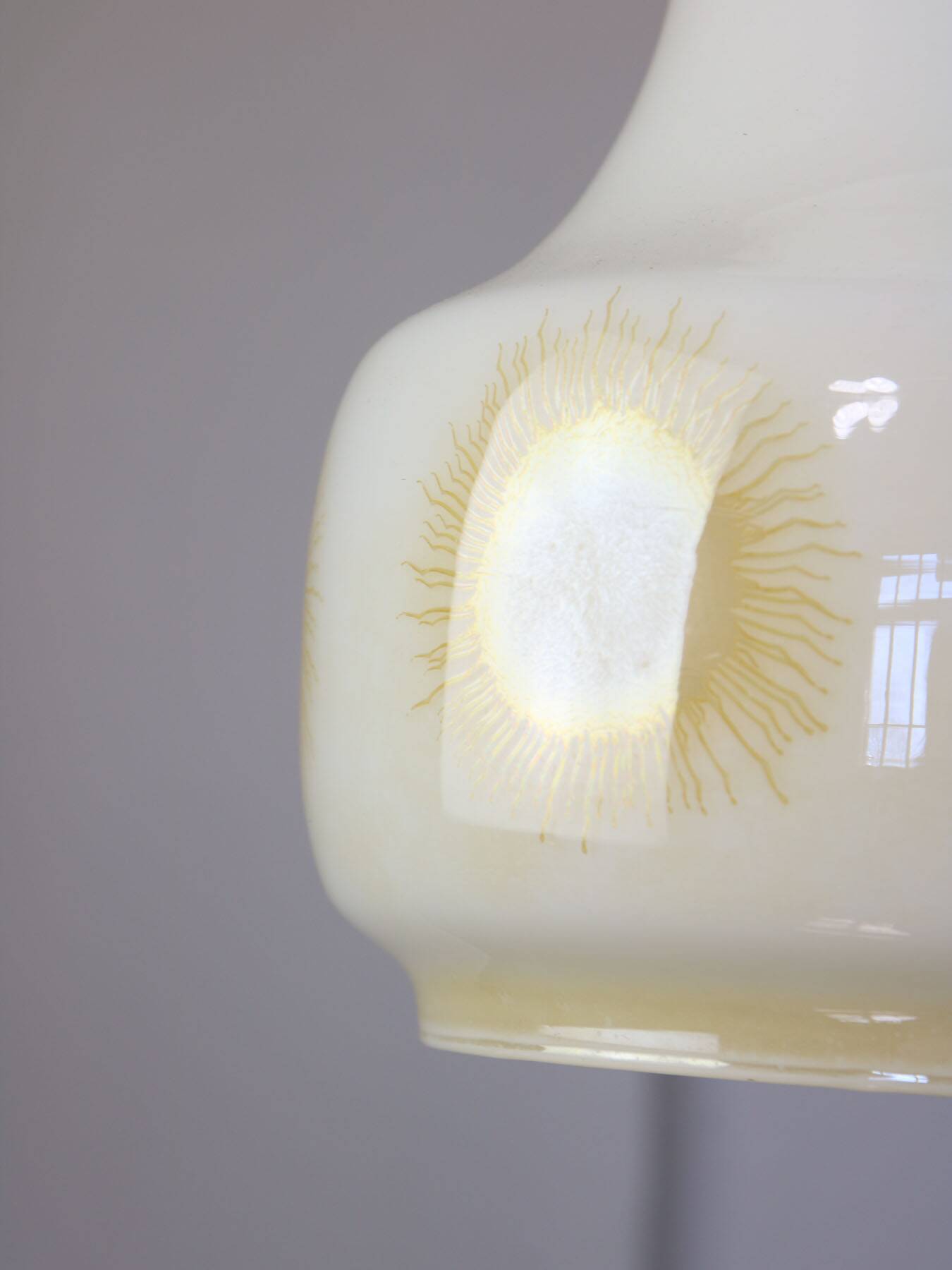 Mid-Century Italian Opaline and Brass Pendant Lamp