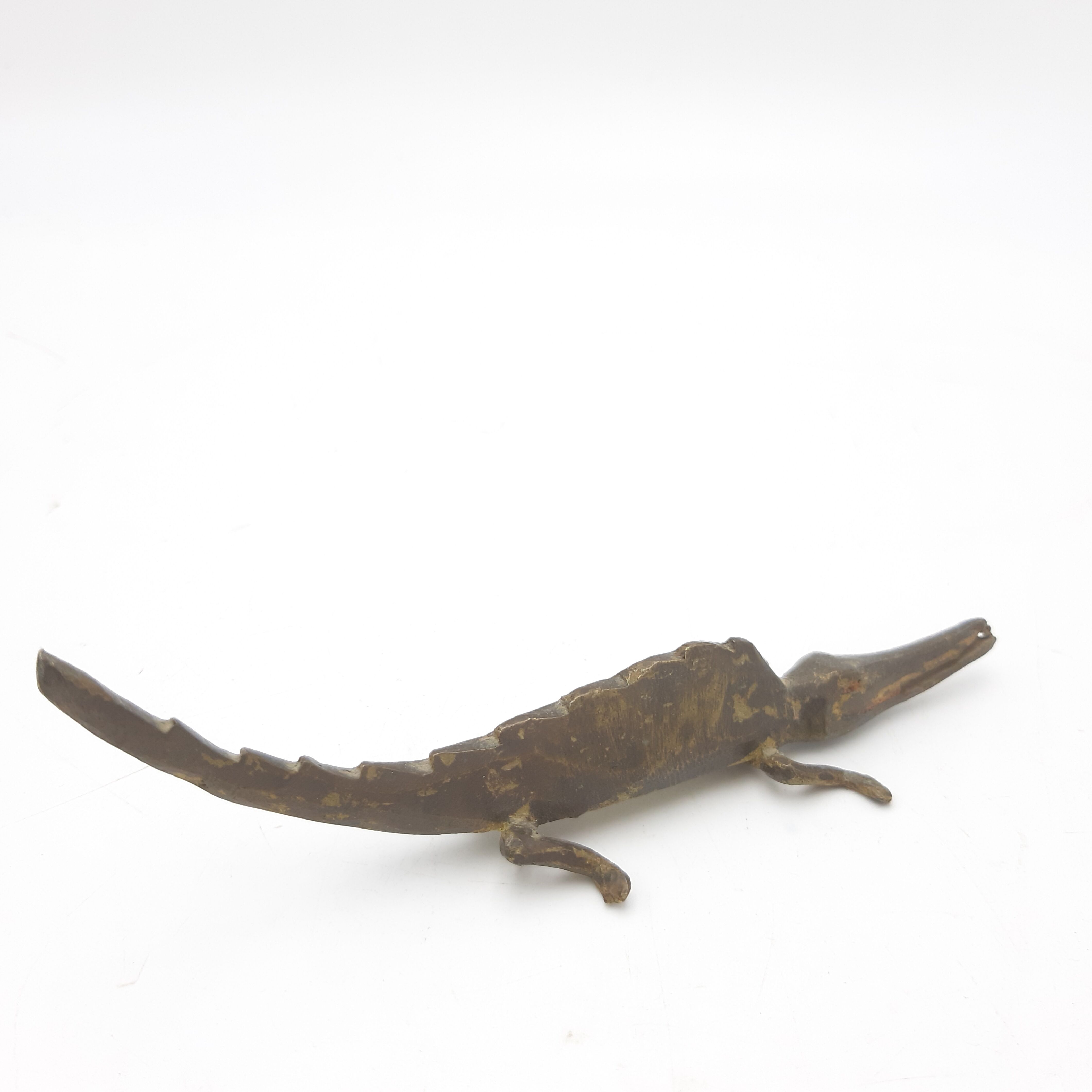 Vintage golden brass crocodile