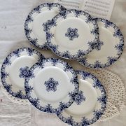 6 antique flat plates, Bordeaux (Jules Vieillard) and Longwy earthenware