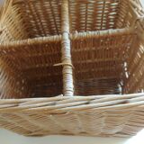 VINTAGE RATTAN BOTTLE HOLDER BASKET