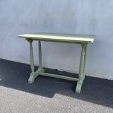 Patinated green baluster table