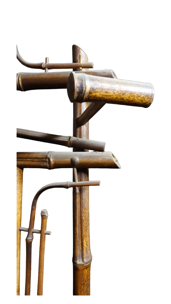 Bamboo coat rack with late nineteenth mirror