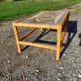 Vintage bamboo and earthenware coffee table signed jl gruer