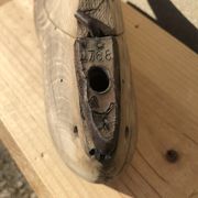 Old wooden and metal shoe tree