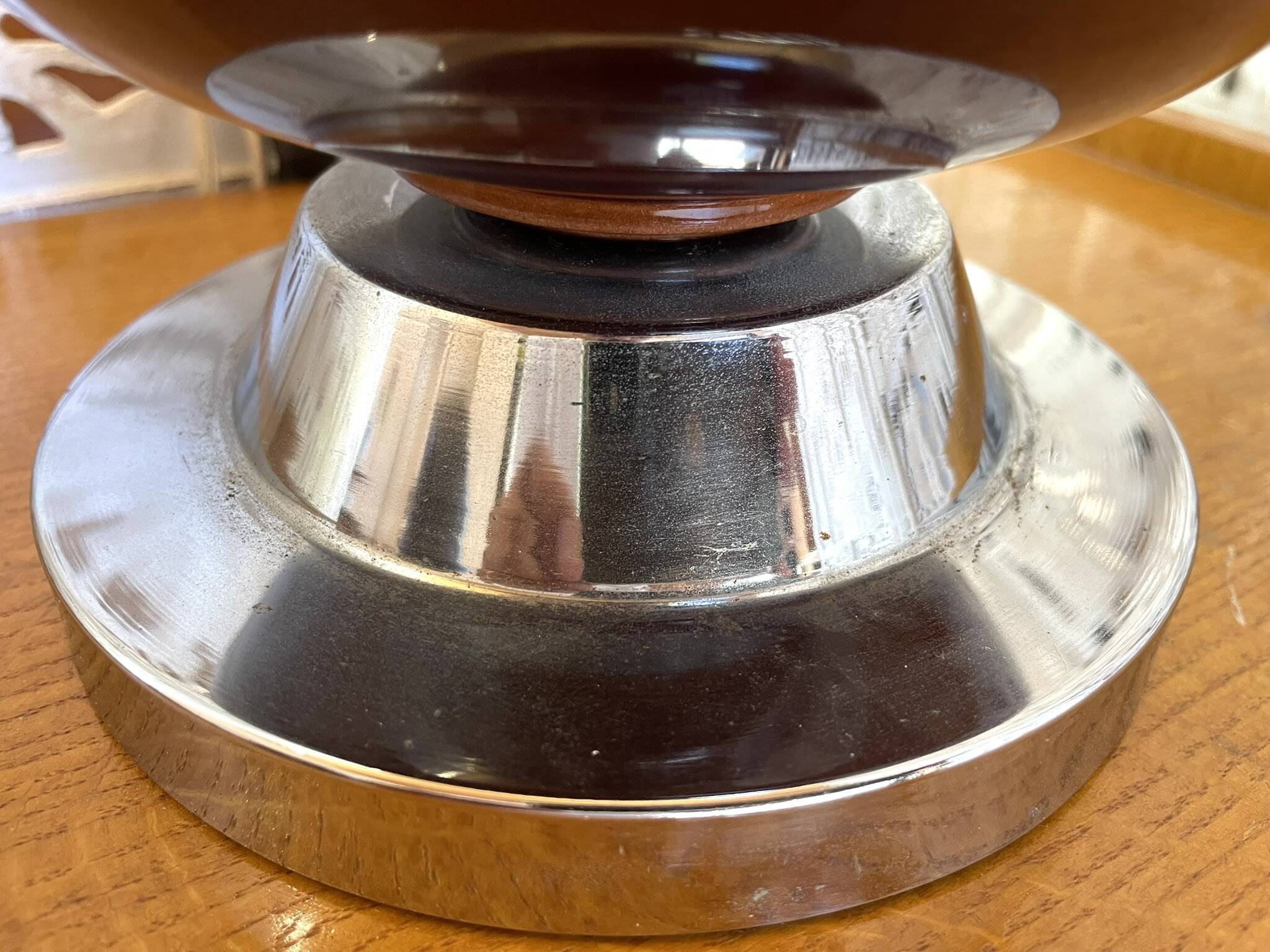 Large Vintage Space Age Table Lamp / 1970s Design - Ceramic & Chrome