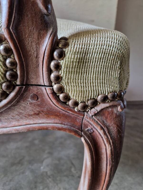 Pair of Louis XV style cabriolet armchairs in molded wood - 19th century