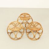 Set of three 1970s rattan stools, Spain.
