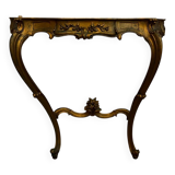 Carved gilded wooden console and marble in Louis XV style