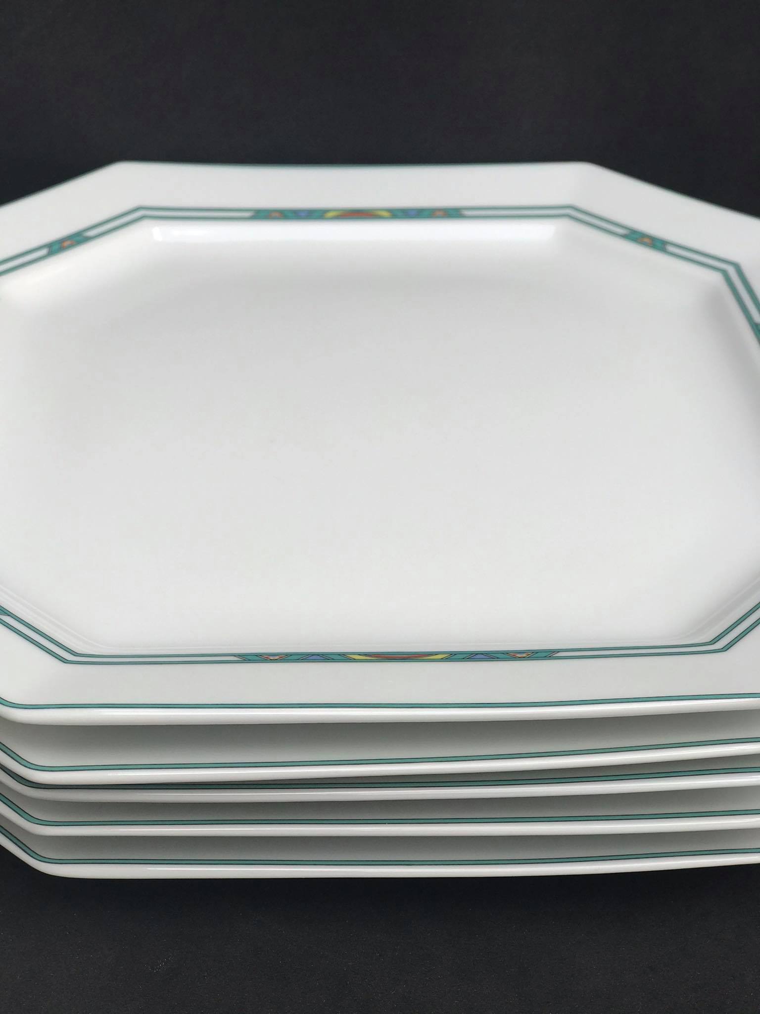 Limoges porcelain lunch plates Bernardaud Paul Poiret Set 5