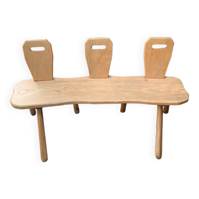 Petit banc 3 place style brutaliser en chêne