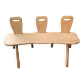 Petit banc 3 place style brutaliser en chêne