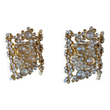 Set of 2 brass and crystal wall lights by Palwa