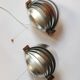 Pair of vintage 70s chrome and wood slatted wall lights