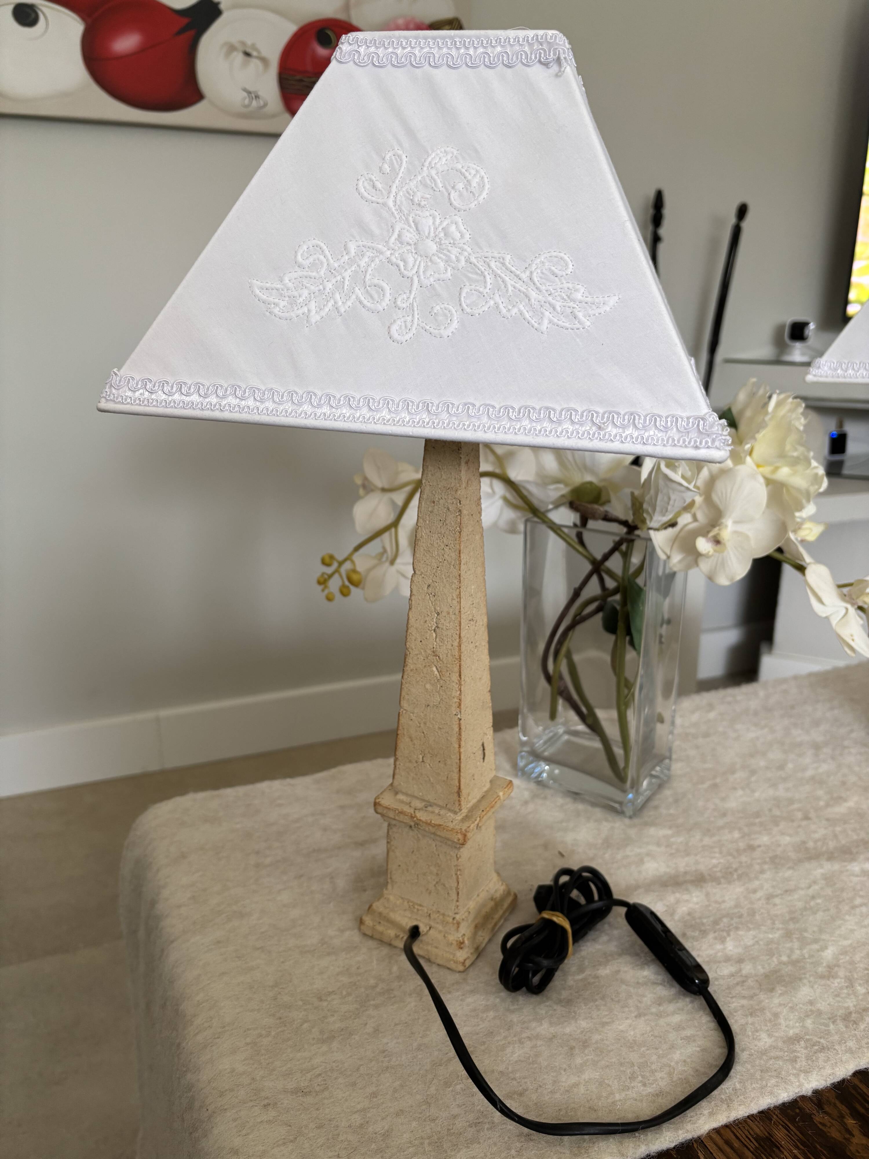 Pair of obelisk lamps by Michel Cayla – Signed with certificate – Design v