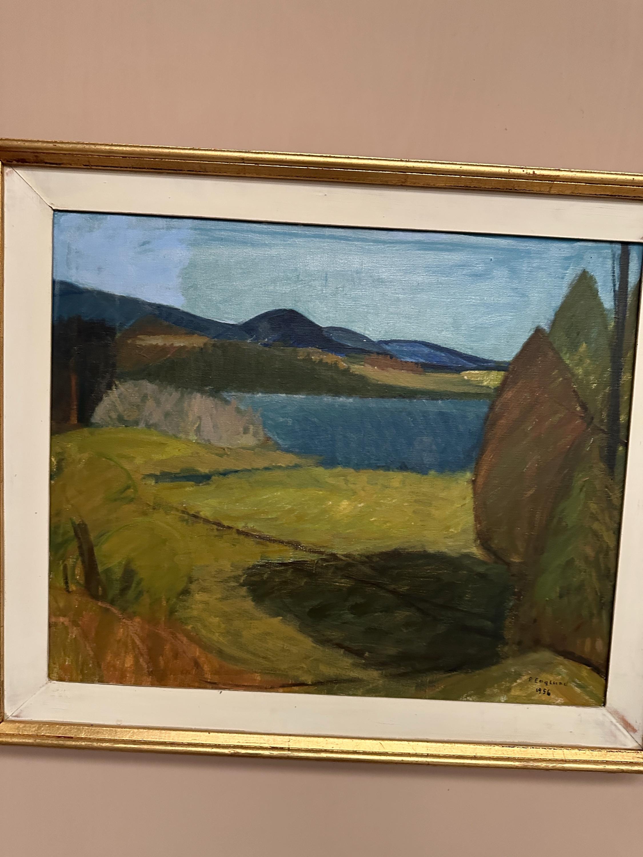 Swedish Oil on Canvas – “Landscape” by Per Englund – 1956