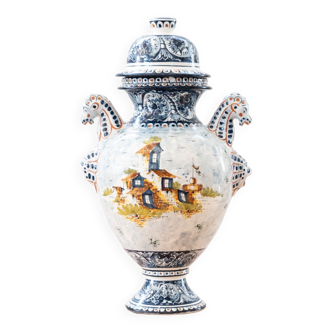 Antique Turi D'Albissola vase from the 1980s hand-painted ceramic, from the Turi manufactory in