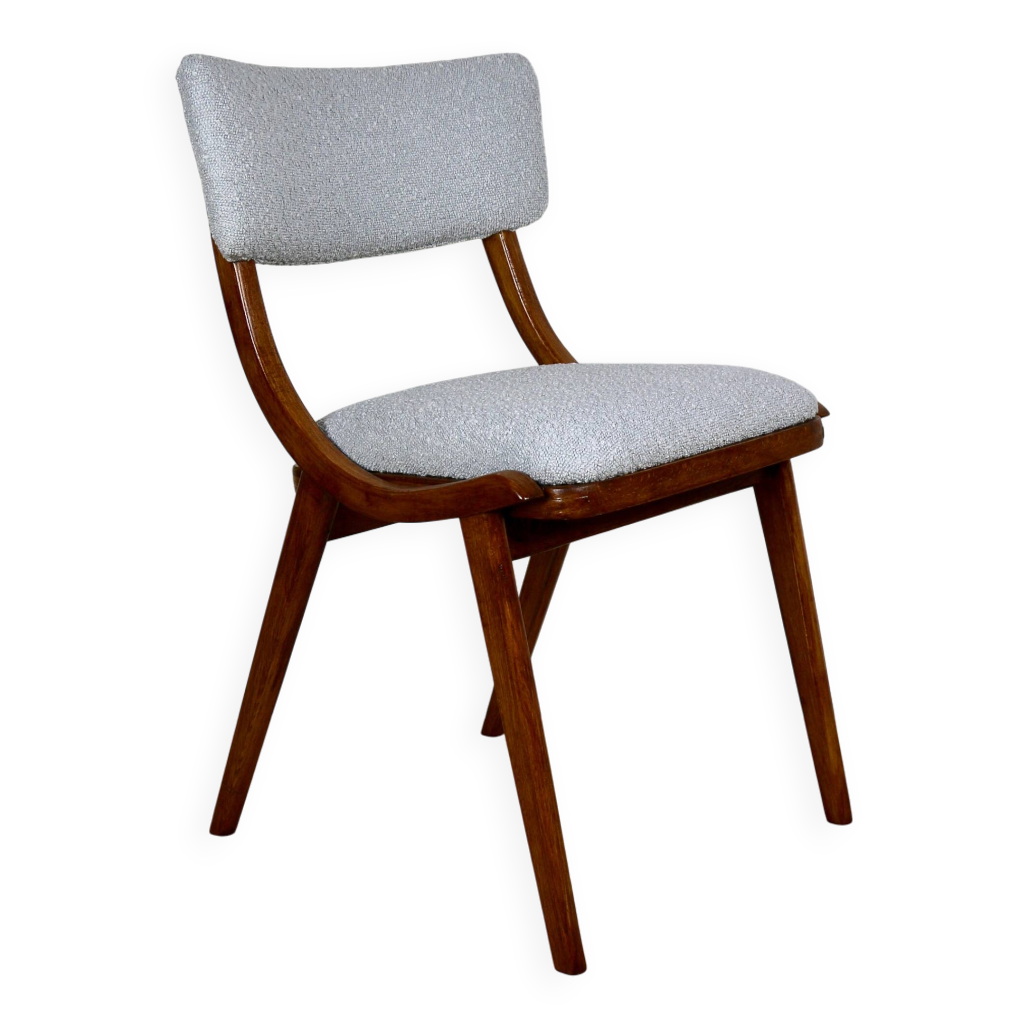 Skoczek chair light blue light grey boucle from the 70s