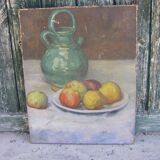 Still life painting "with jug and fruit"
