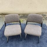 Pair of Eurosit tweed grey lounge chairs 1970
