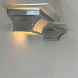 Pair of modernist Henri Petitot wall lights, chrome-plated brass, France, 1930