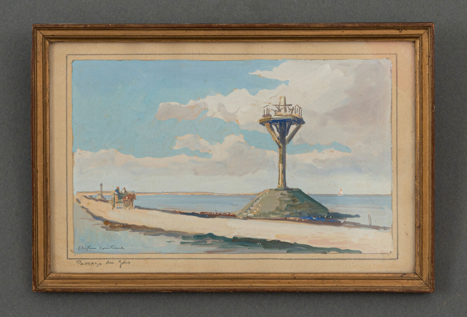Watercolor on paper Christian Couillaud Noirmoutier The Passage of the Twentieth Gois