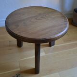 Brutalist tripod coffee table in solid oak, 1960s