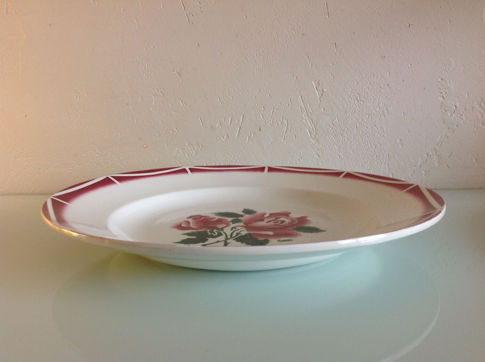 Round dish decor Cibon des faienceries de Sarreguemines and Digoin / vintage 60s