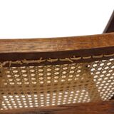 Fauteuil Art Déco en chêne tressé, design minimaliste.