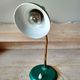 50's 50's green metal articulated desk lamp and golden flexible foot