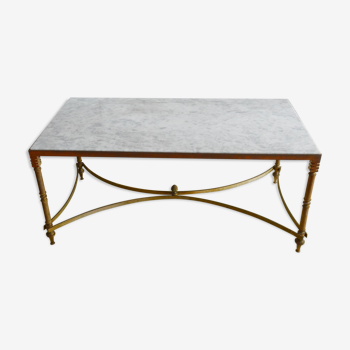 60s white marble coffee table in neoclassical style