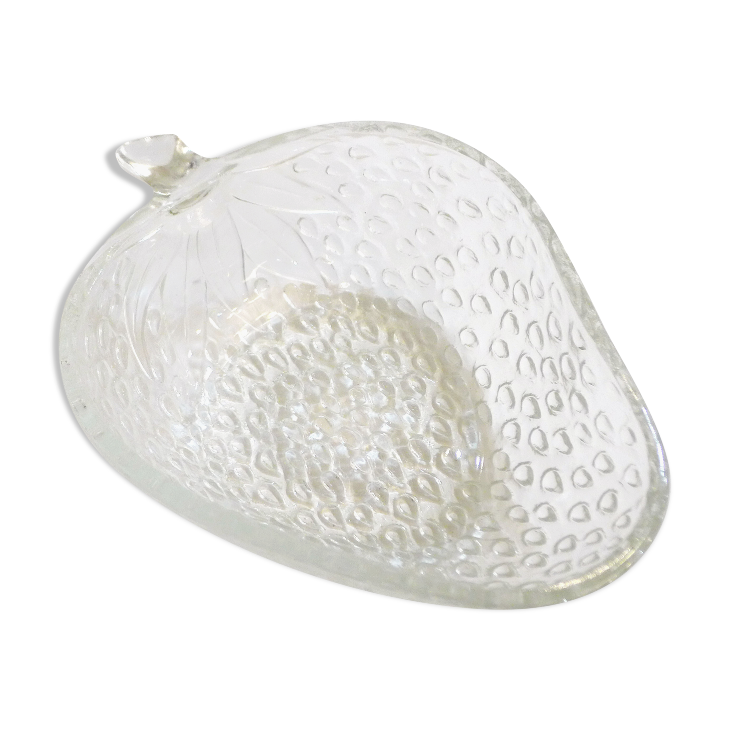 Strawberry salad in colorless glass