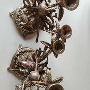 Pair of Antique 3-light candlesticks. Puttis/Cherubs. Bronze