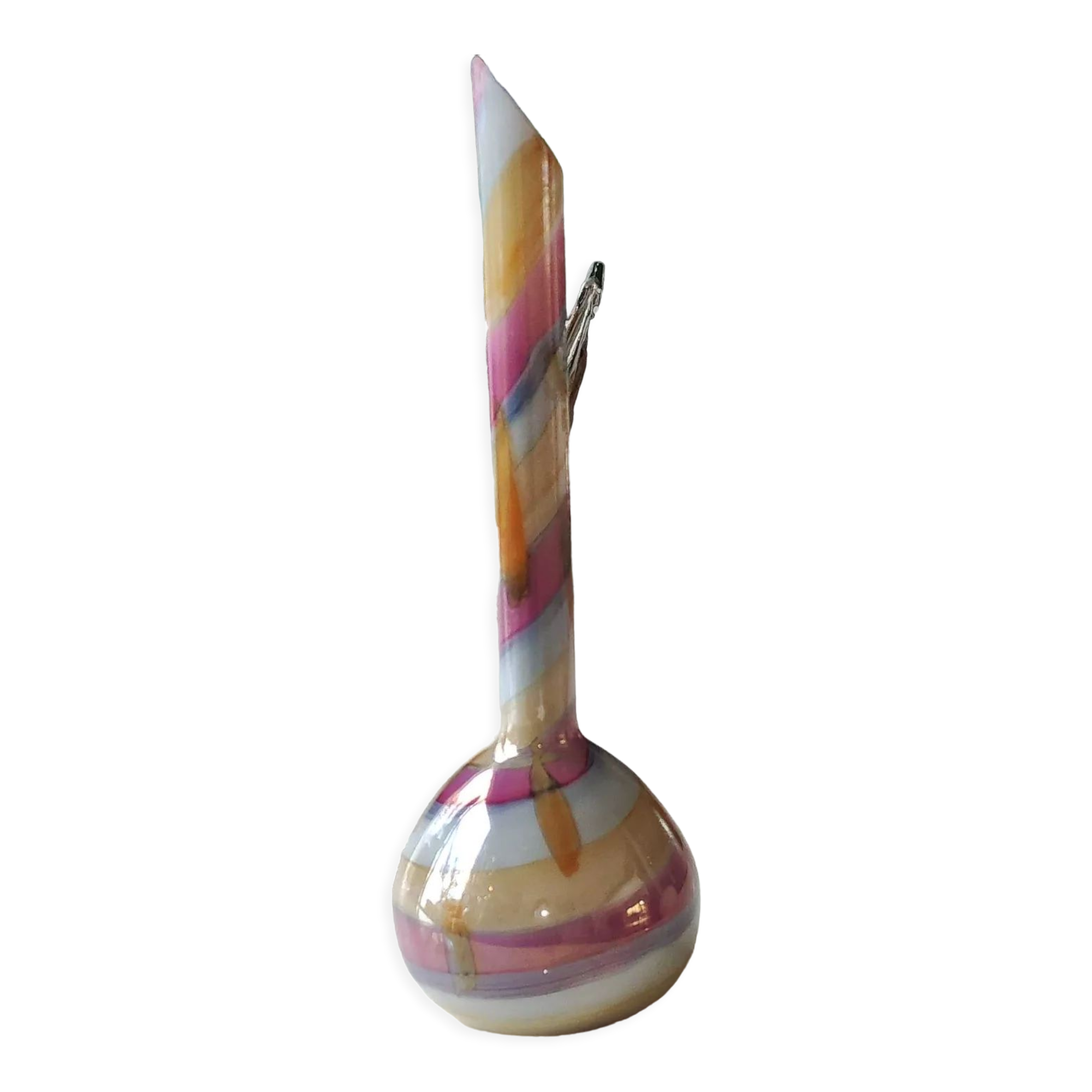 Vase ball glass of blown Art, Murano, ribbon strips
