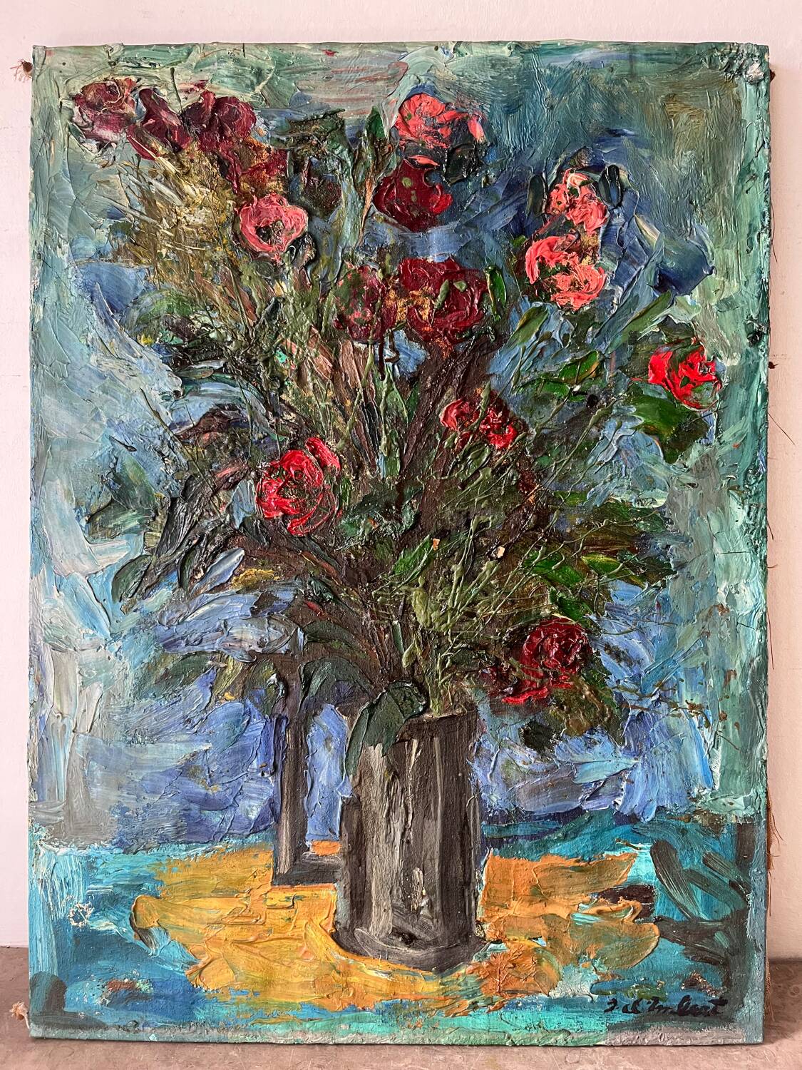 Flower bouquet, knife technique, signed