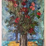 Flower bouquet, knife technique, signed