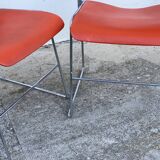 Pair of chairs by David Rowland, US Design, 1976, red metal and chrome
