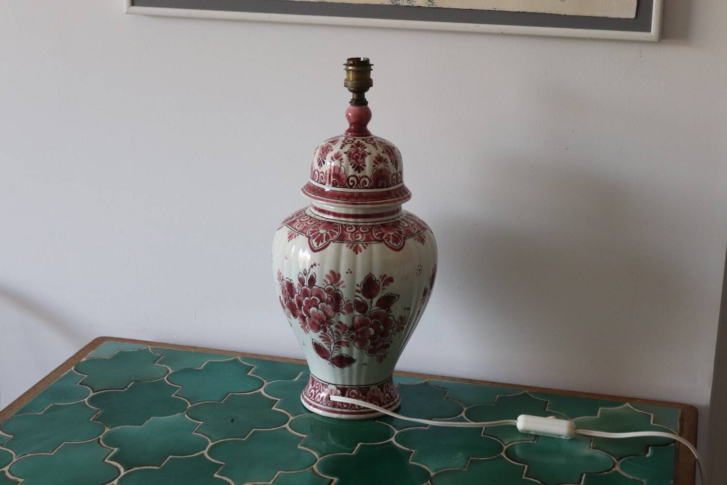 Vintage red holland ceramic lamp