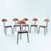 6 Linea Veam leather tripod chairs, Italy 1980s