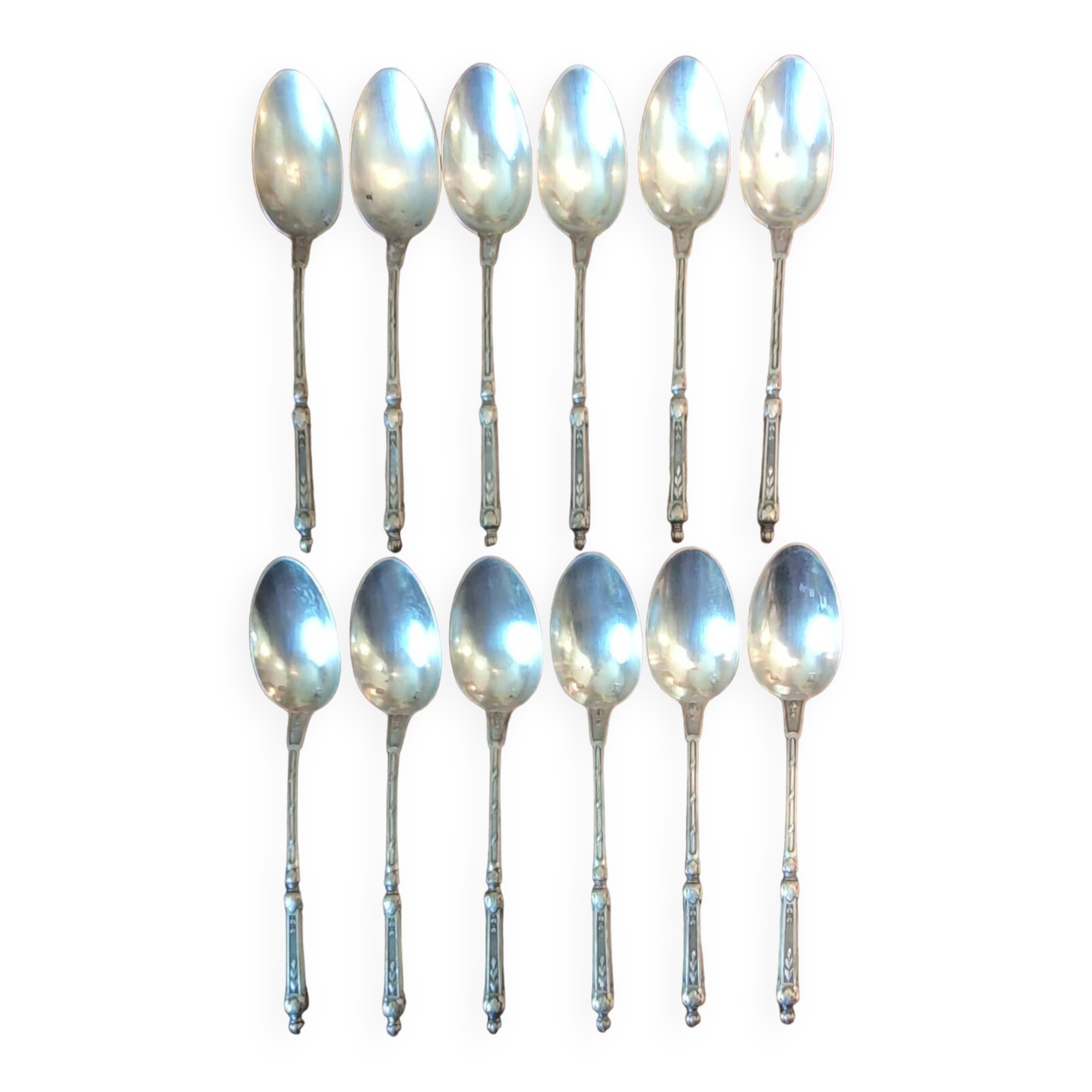 12 Old small silver-plated spoons