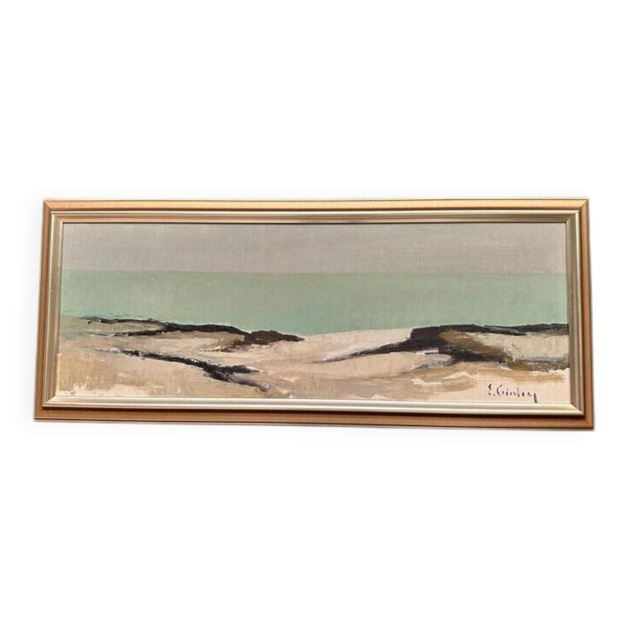 Large Original Swedish Oil on Canvas – 'Coastal Landscape' by Eric Cederberg (1897–1984) – Signed – vintage and framed – 36 × 87 cm (14.2 × 34.3 inches)