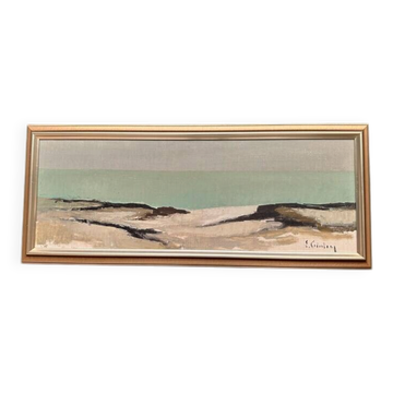 Large Original Swedish Oil on Canvas – 'Coastal Landscape' by Eric Cederberg (1897–1984) – Signed – vintage and framed – 36 × 87 cm (14.2 × 34.3 inches)