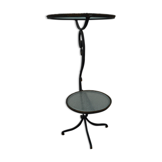 Wrought iron harness, glass top