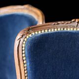 Adorable pair of 19th century low chairs. Wood and velvet fabric.