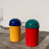 80s multi-colored salt and pepper shakers