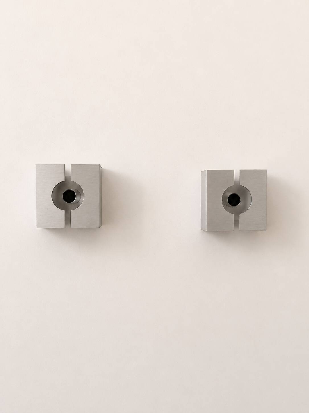 Pair of vintage wall sconces, brushed metal, France, 1970.